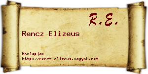 Rencz Elizeus névjegykártya